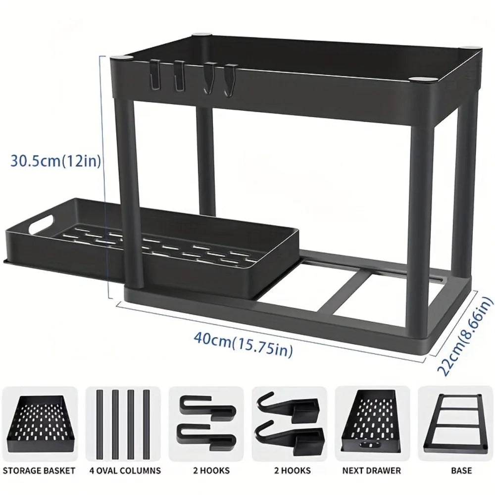 2-Tier Sliding Under Sink Organizer