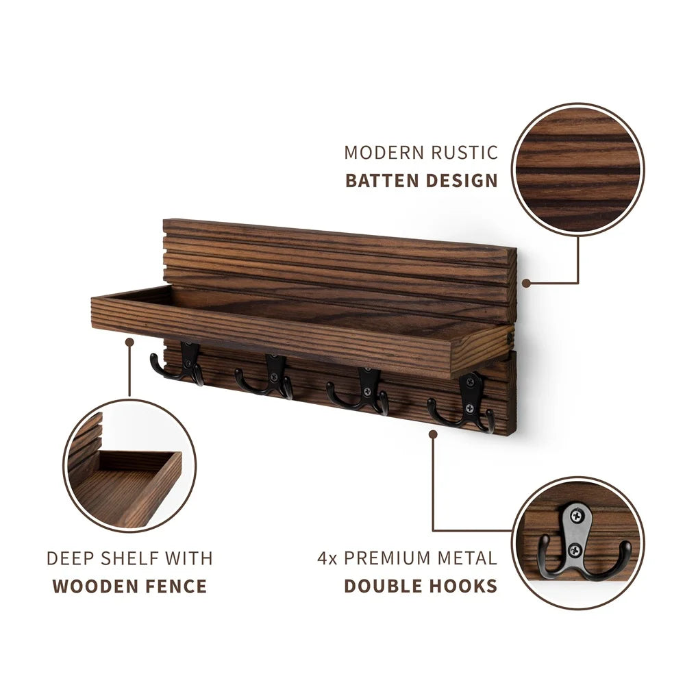 Wooden Key Holder for Entryway - Wall Mounted