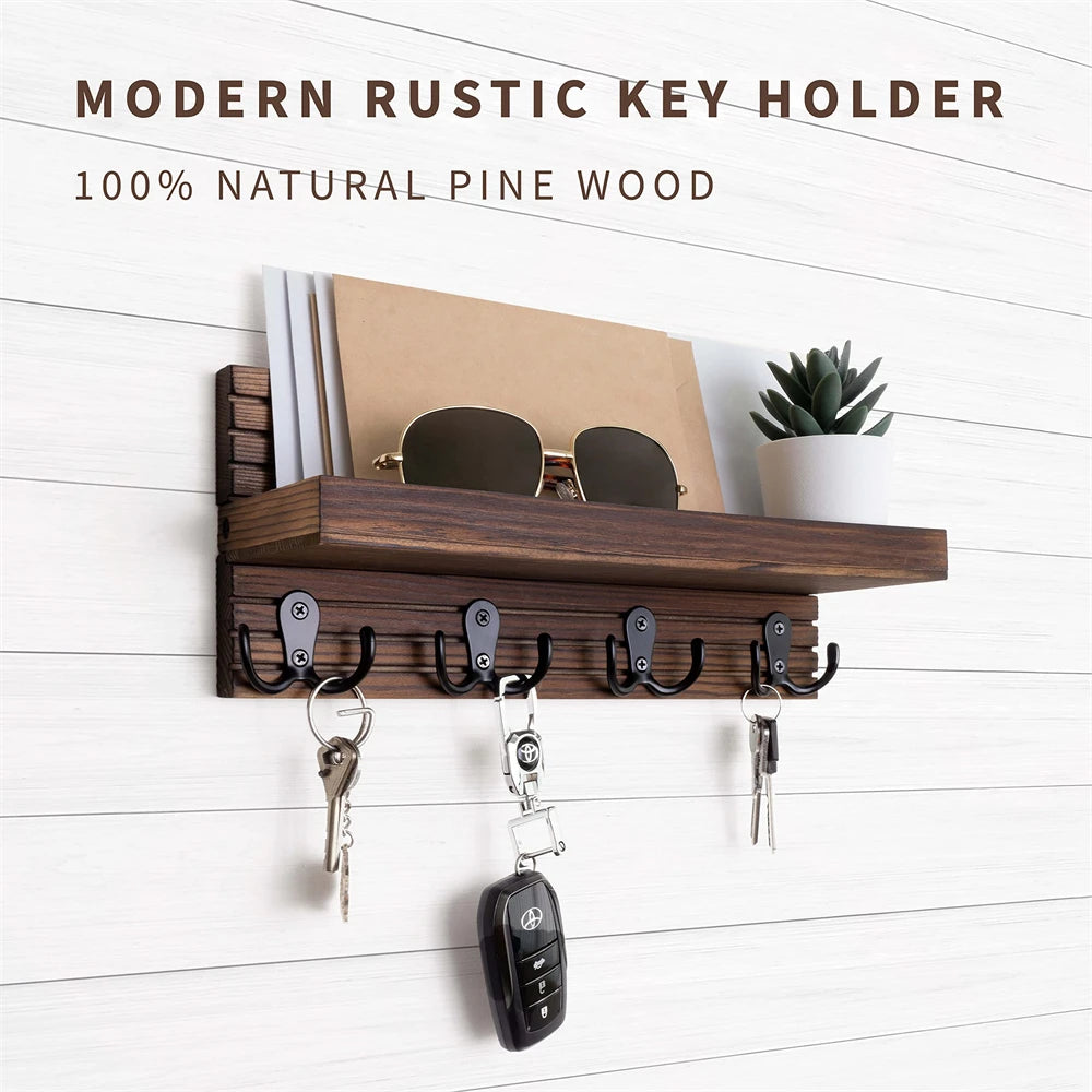 Wooden Key Holder for Entryway - Wall Mounted