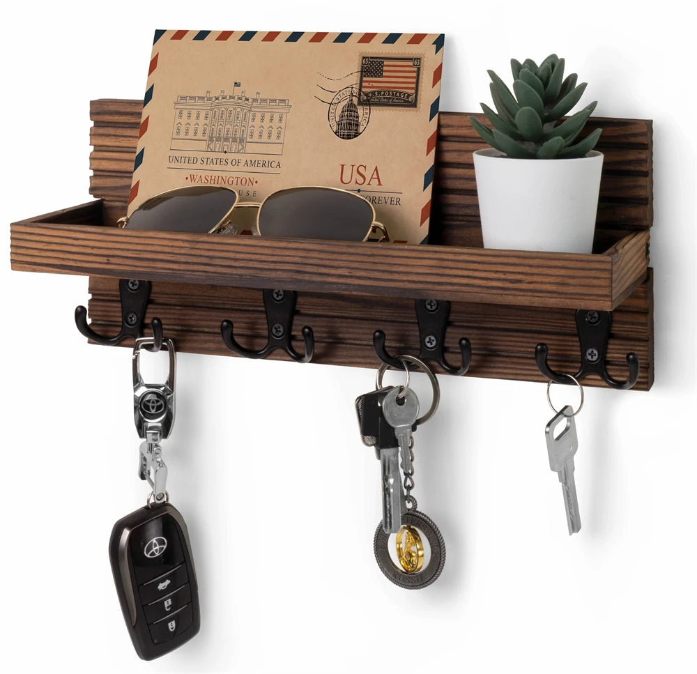 Wooden Key Holder for Entryway - Wall Mounted