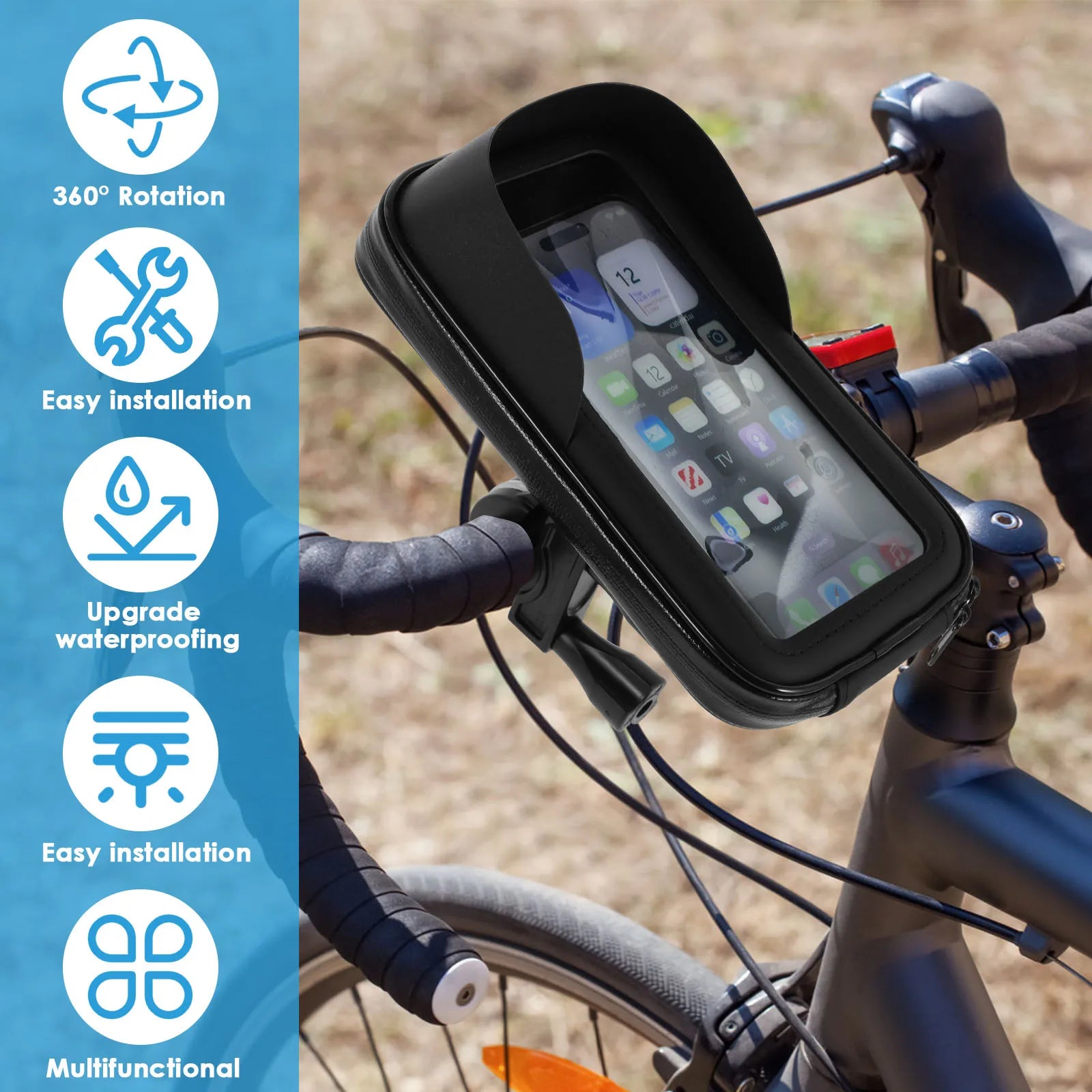 Waterproof Bike Phone Holder with 360° Rotation