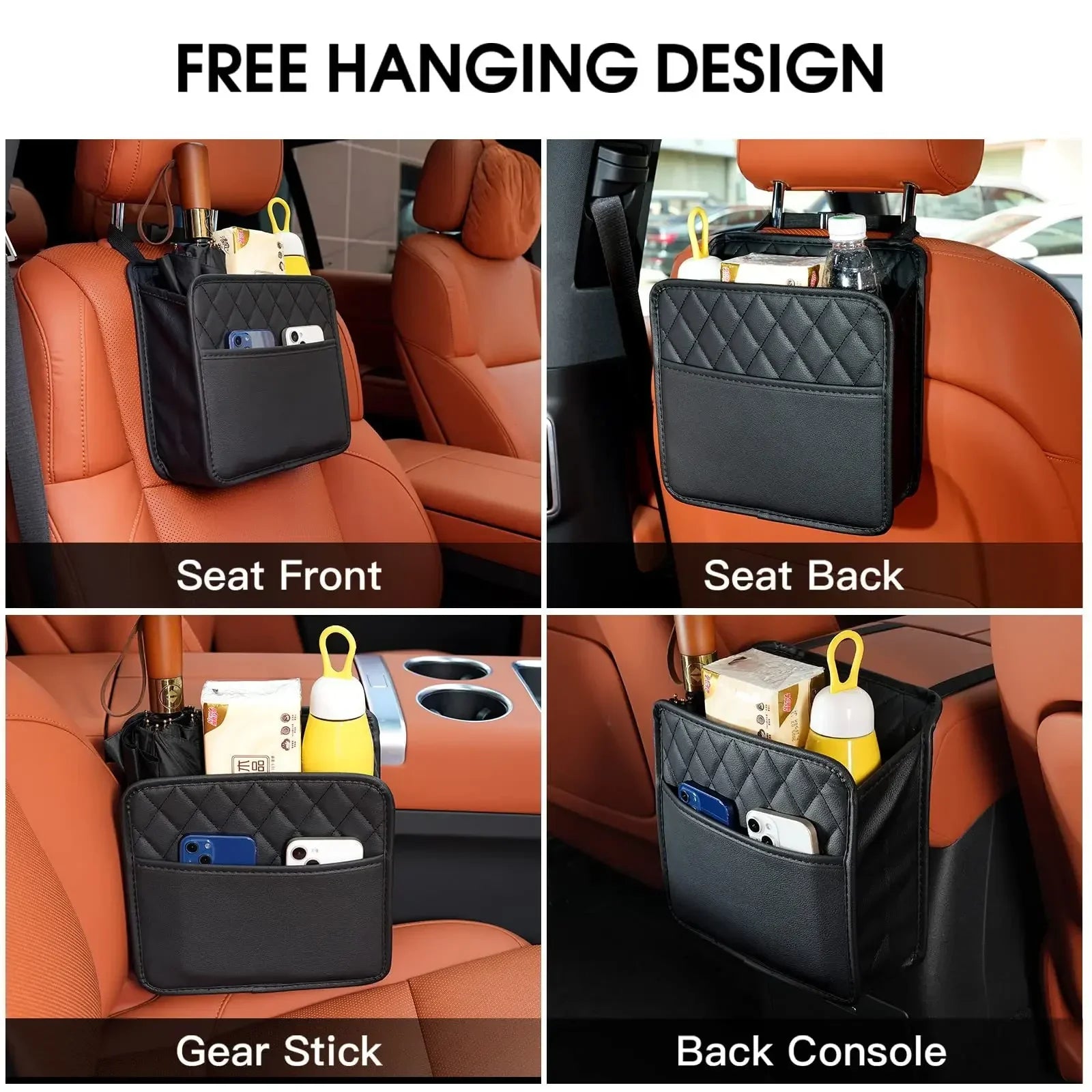 Car Seat Back Storage Organizer - Leather Style
